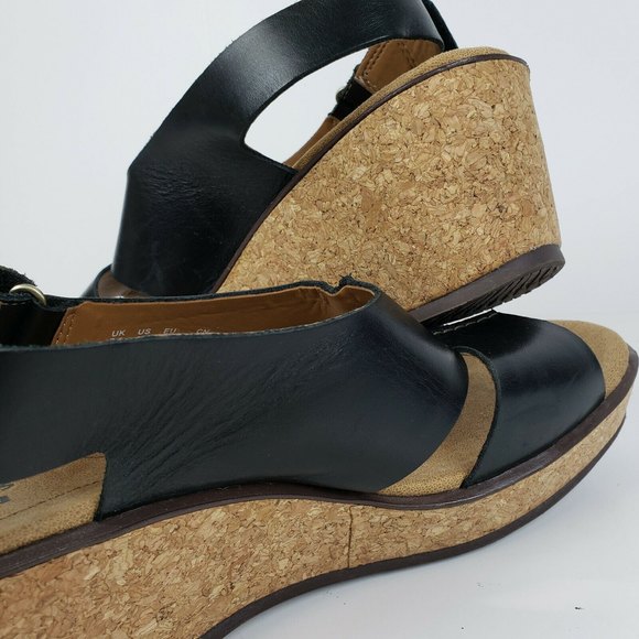 Clarks Womens US 10 Rosemund Dune Platform Sandals Black Slingback Hook And Loop - Picture 12 of 12